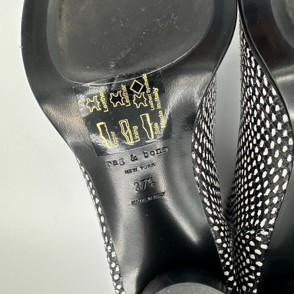 Rag & Bone Fleur Ankle Boots Embossed Leather Womens 37.5 Black White Polka Dots - Picture 11 of 12